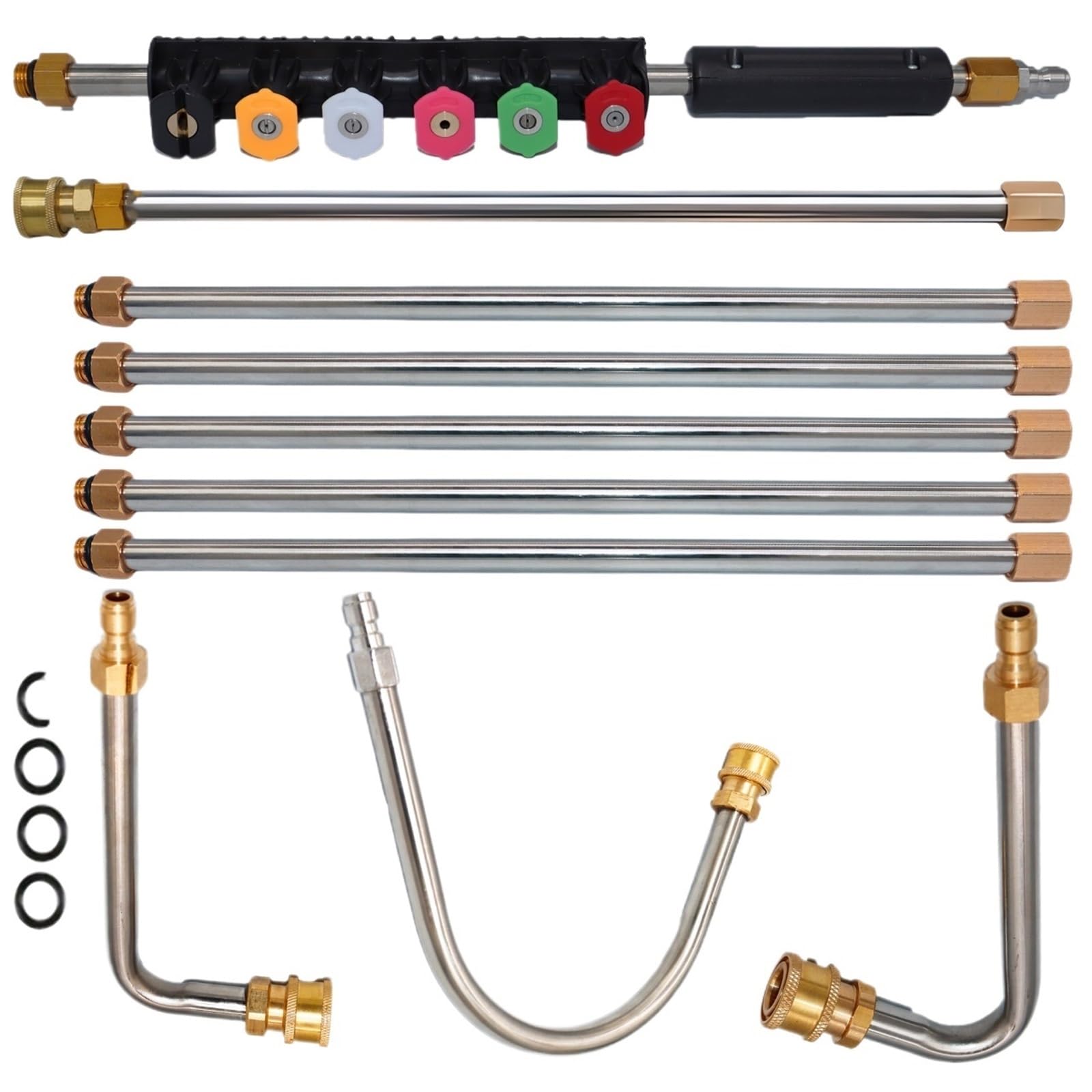 Pressure Washer Extension Wand High Pressure Water Wand Set: 4000 PSI Telescopic, Professional Cleaning Tool with 10 Stainless Steel Extension Rods