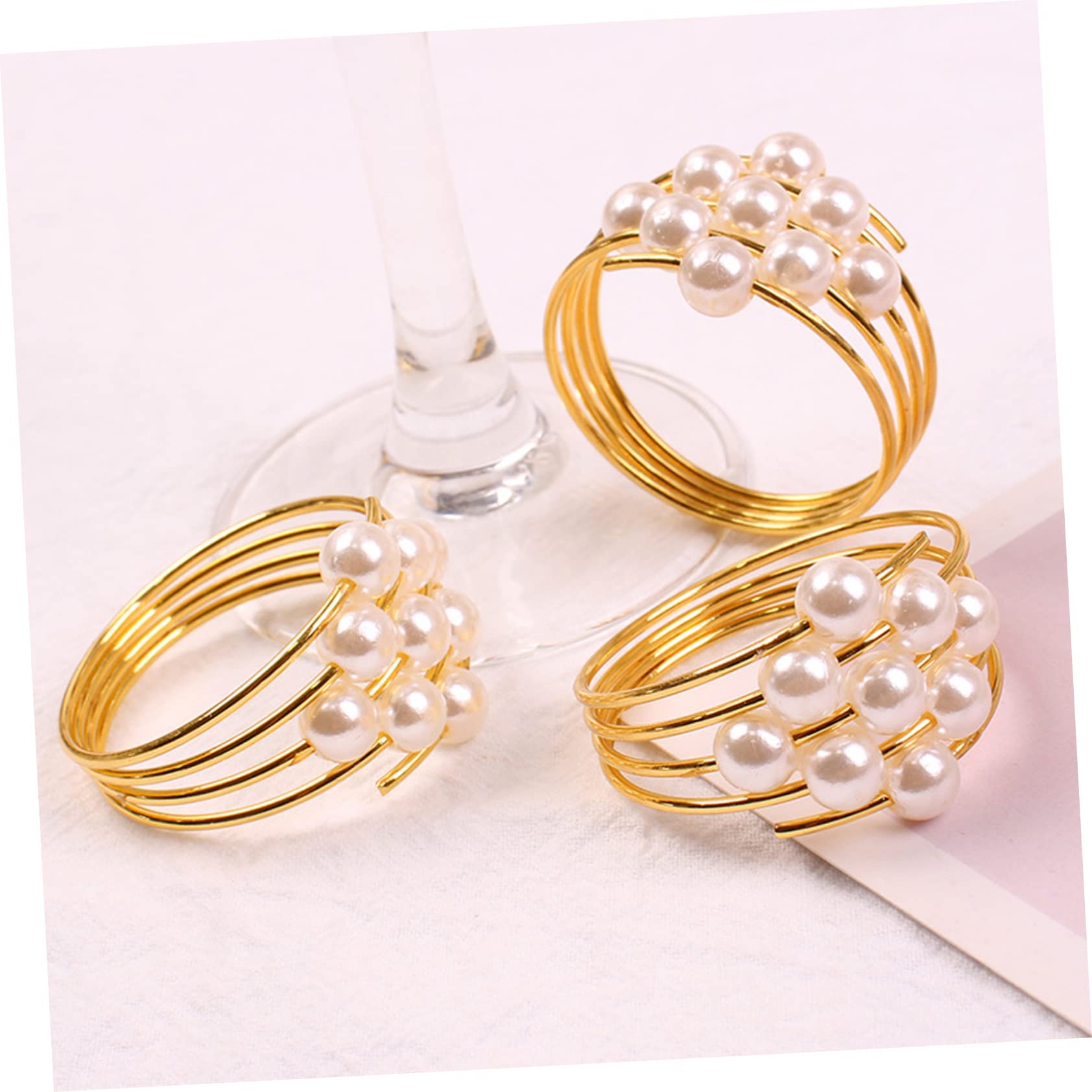 PRETYZOOM 24pezzi Portatovaglioli Con Decorazione Perla Da Anelli Per Tovaglioli Eleganti Per Matrimoni e Ristoranti Accessori Per La Tavola Decorativi