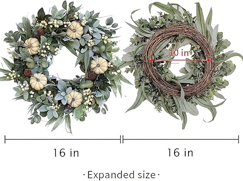 Miniatura 4 de Corona de puerta delantera de Acción de Gracias, coronas de invierno, cosecha de puerta de otoño, seda, festival exterior, boda, fiesta, jardín,