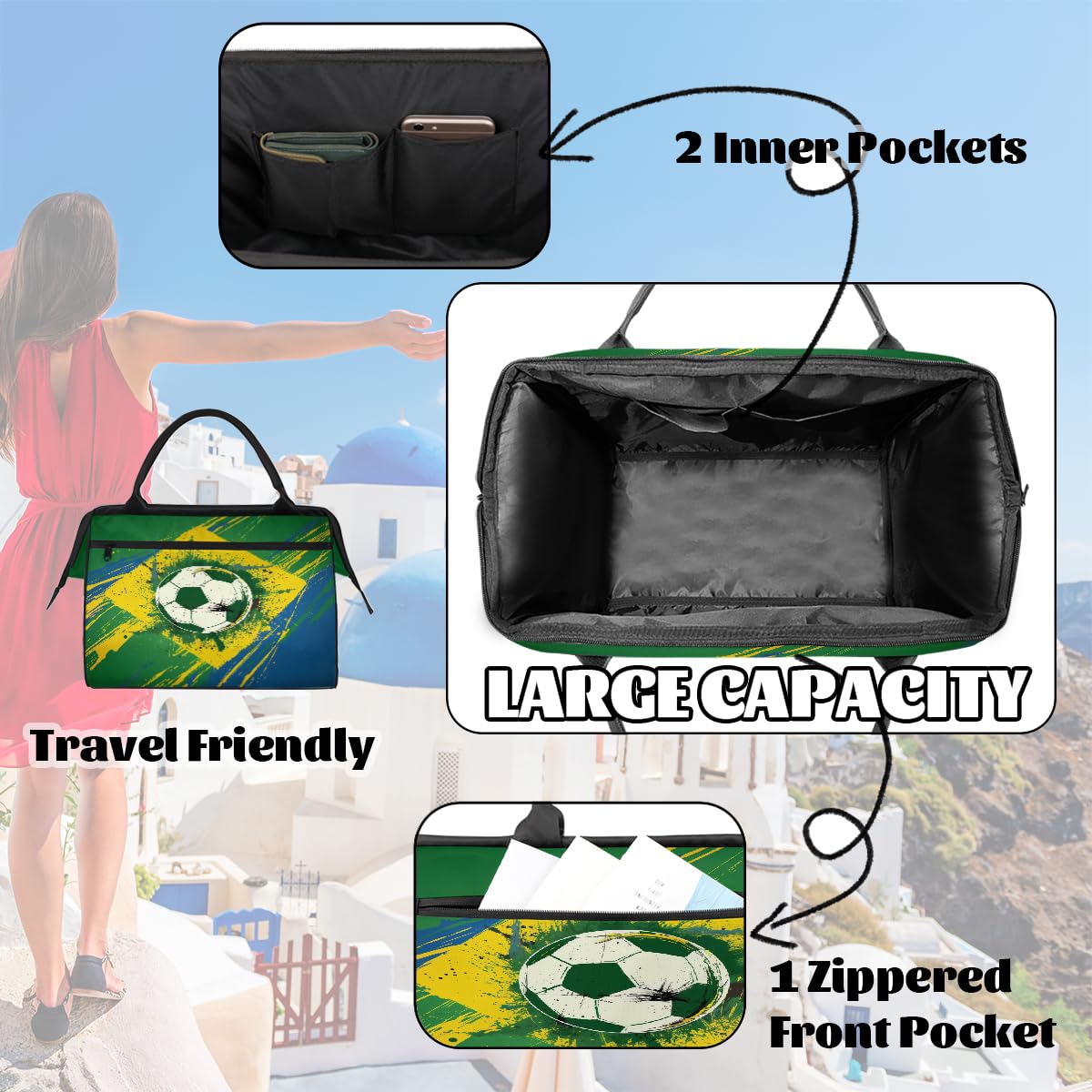 Bolsa de deporte con balón de fútbol, gimnasio, para hombres y mujeres, bolsa de viaje impermeable para fin de semana, bolsa ligera para equipaje de mano