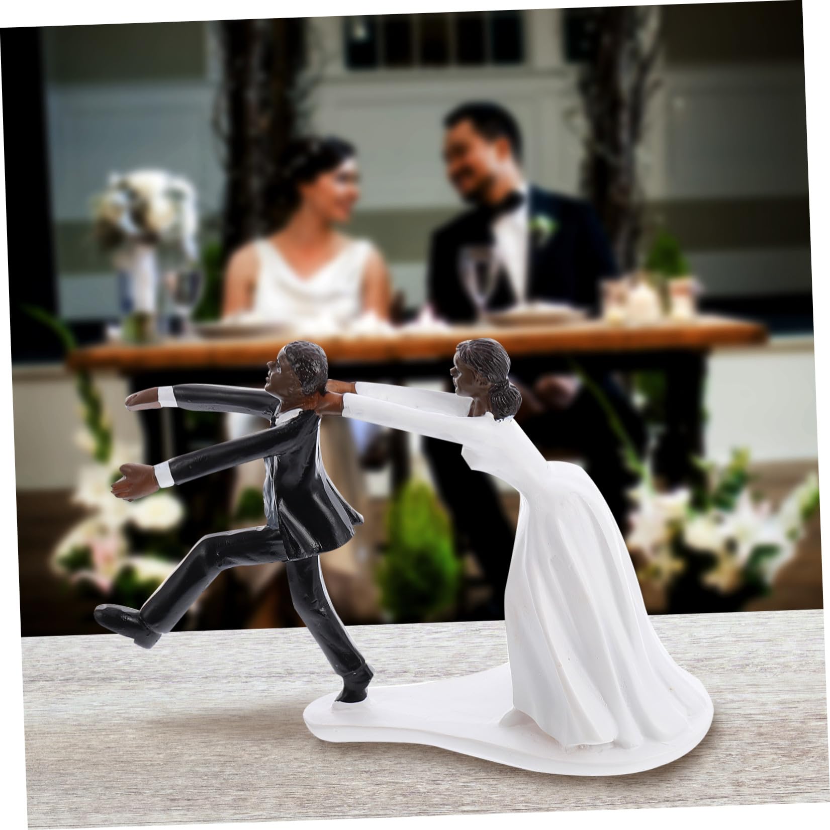 SECFOU Decorazione Creativo e Realistico per Torta Matrimonio in Resina Sposi Neri, Topper Cake Multiuso e Allestimento Atmosfera per Commemorazione