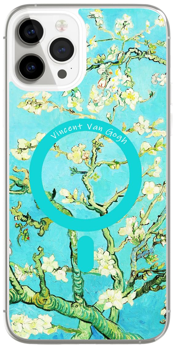 Berkin Arts IPhone 13 Pro Hülle Klar – Mit Van Gogh Mandelblüte Design, MagSafe Kompatibel, Transparent TPU
