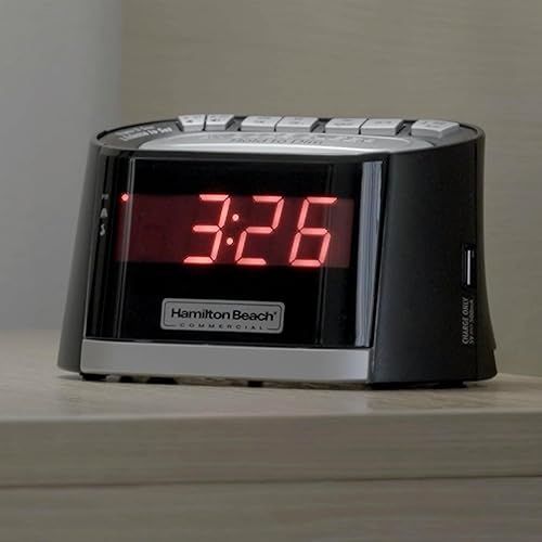 Miniatura 3 de Hamilton Beach Commercial Reloj de hospitalidad Radio Reloj despertador con puerto de carga de teléfono USB HCR410