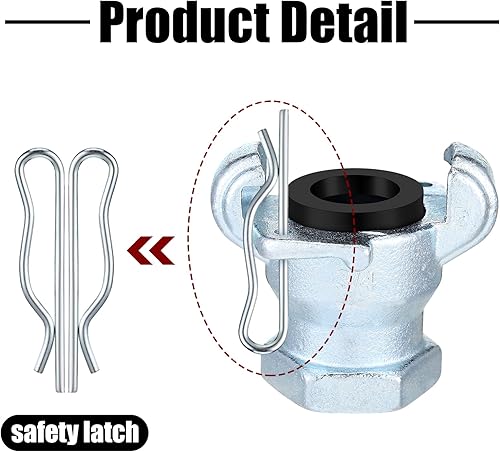 Miniatura 3 de Therwen 4 juegos de manguera de aire de hierro NPT de 2 lengüetas, acoplamiento universal Chicago para extremo hembra y macho (34 pulgadas, extremo