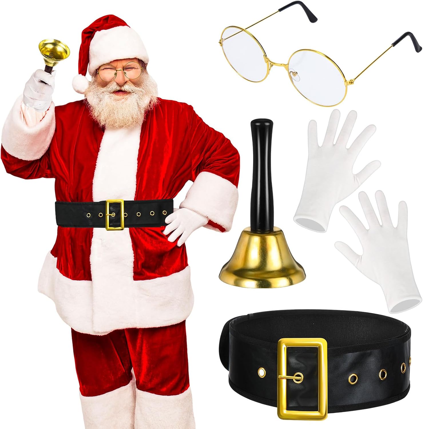 4 Pieces Christmas Santa Claus Costume Accessories Set for