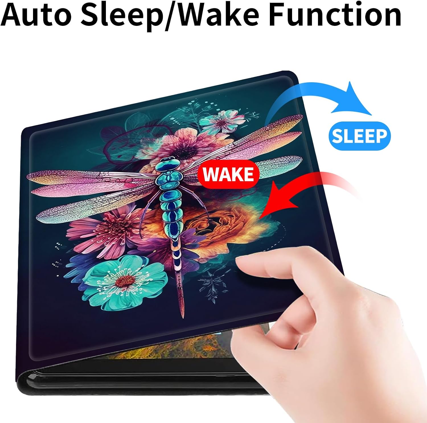 for iPad mini 7 Case A17 Pro,for iPad mini 7th/6th Generation Case 2024/2021 8.3 Inch,Slim Smart PU Leather Adjustable Stand Protective Cover with Auto Wake/Sleep,Beautiful Dragonfly image 5