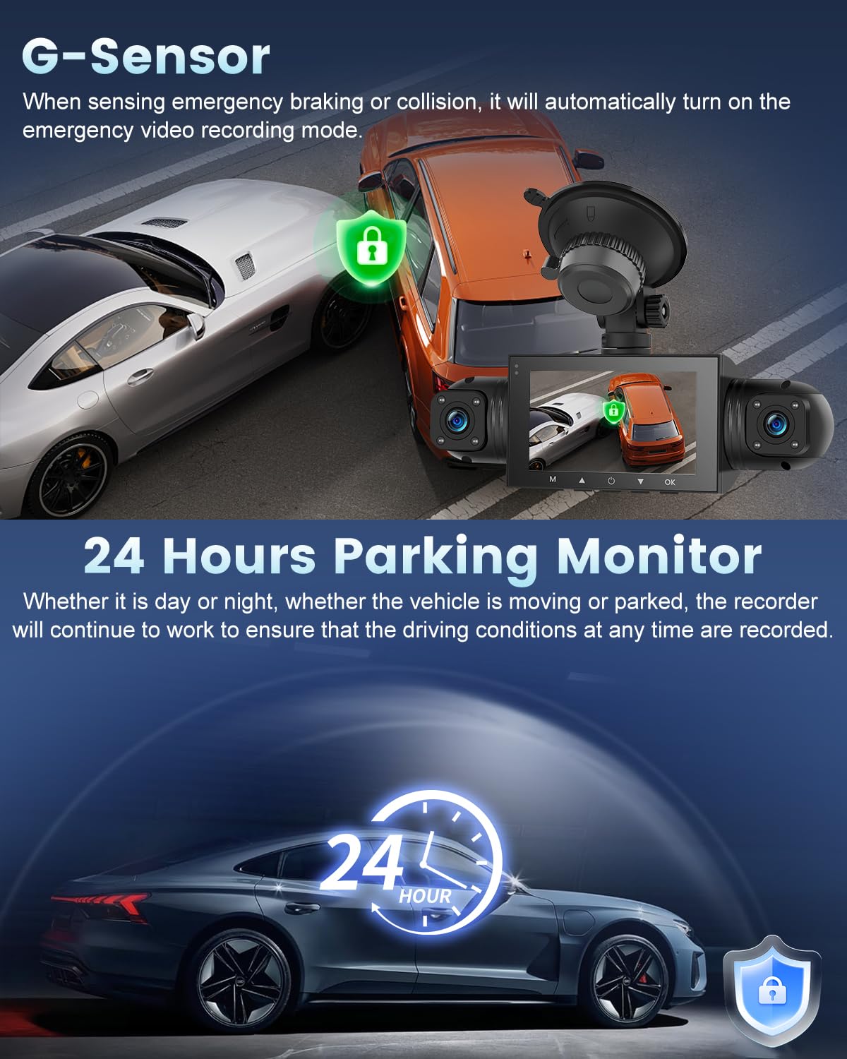 4 Kanal Dash Cam Vorne Und Hinten - 1080P Dashcam Mit 360°Cameras - 3 Zoll IP