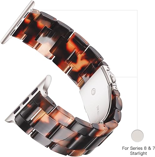 Vista 31 de Correas de resina para iWatch Series Ultra 8 7 Starlight compatibles con Apple Watch Series Ultra 8 7 Series 6 SE 5 4 3 2 1 1.496 in/1.575 in/1.614