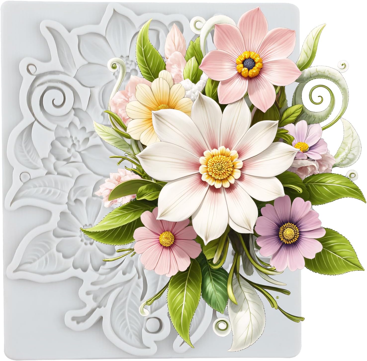 Baroque Flower Polymer Clay Molds Daisy Flower Silicone Mold
