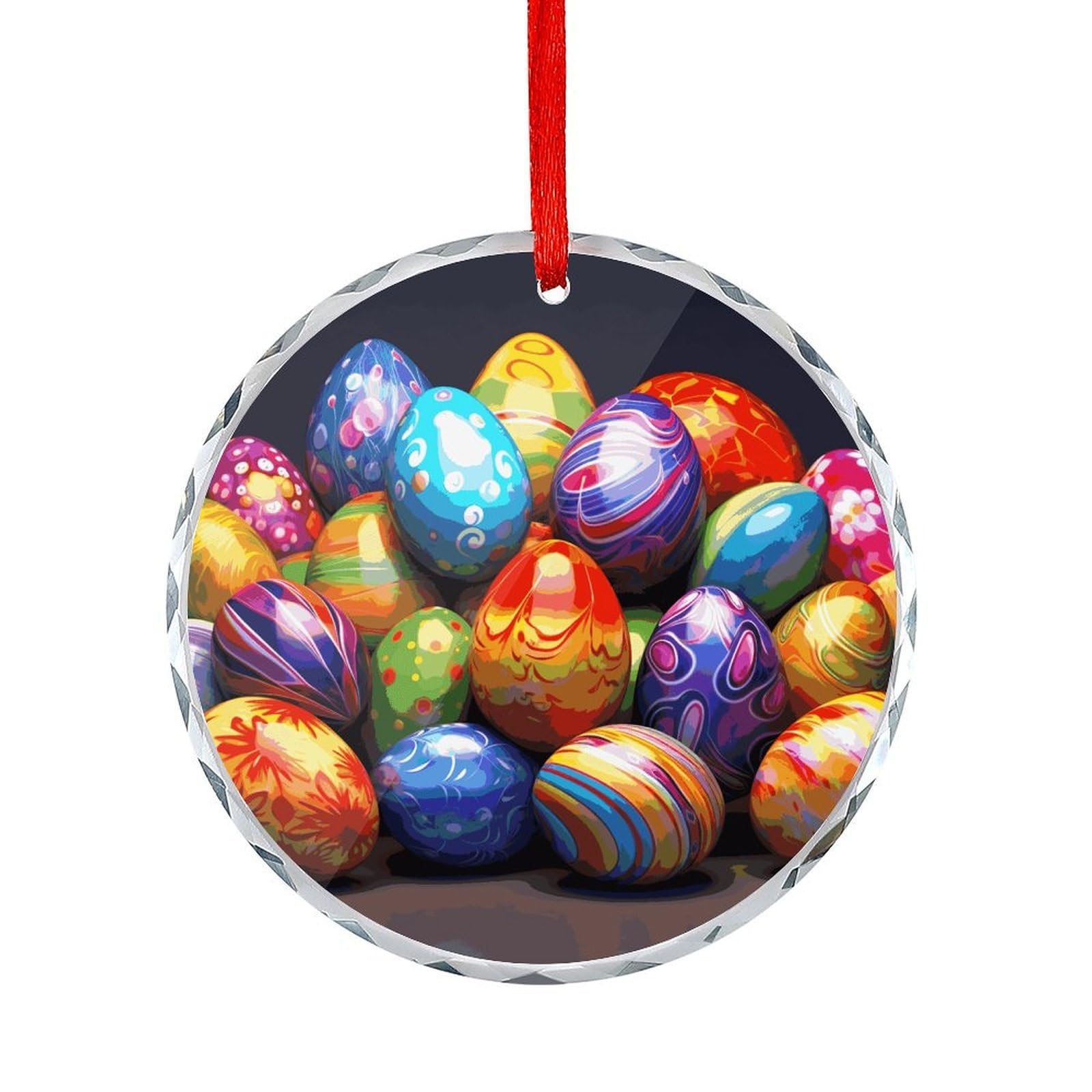Fodpand Women's Style Easter Eggs Round Glass Ornament Keepsake Gift Exchange Ideas Car Decor,Christmas Ornaments For Tree Window Garden Ornaments