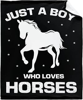 caimizogojocrz Just A Boy Who Loves Horses Gifts for Boys Teens Flannel Fleece Throw Blankets, Super Soft Cozy Lightweight Swaddle Blanket for Couch Chair Bed Sofa Office Kids Size 40