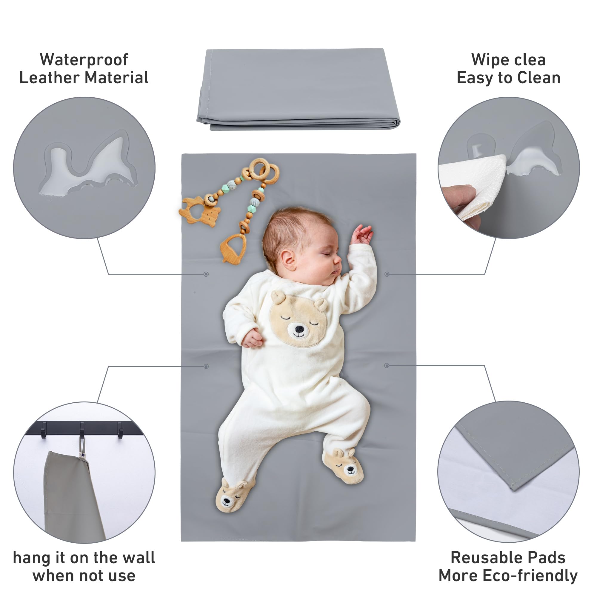 SYVOFOX 3 Pack Wipe Clean Portable Changing Mat, Lightweight Travel Baby Changing Mat - Image 4