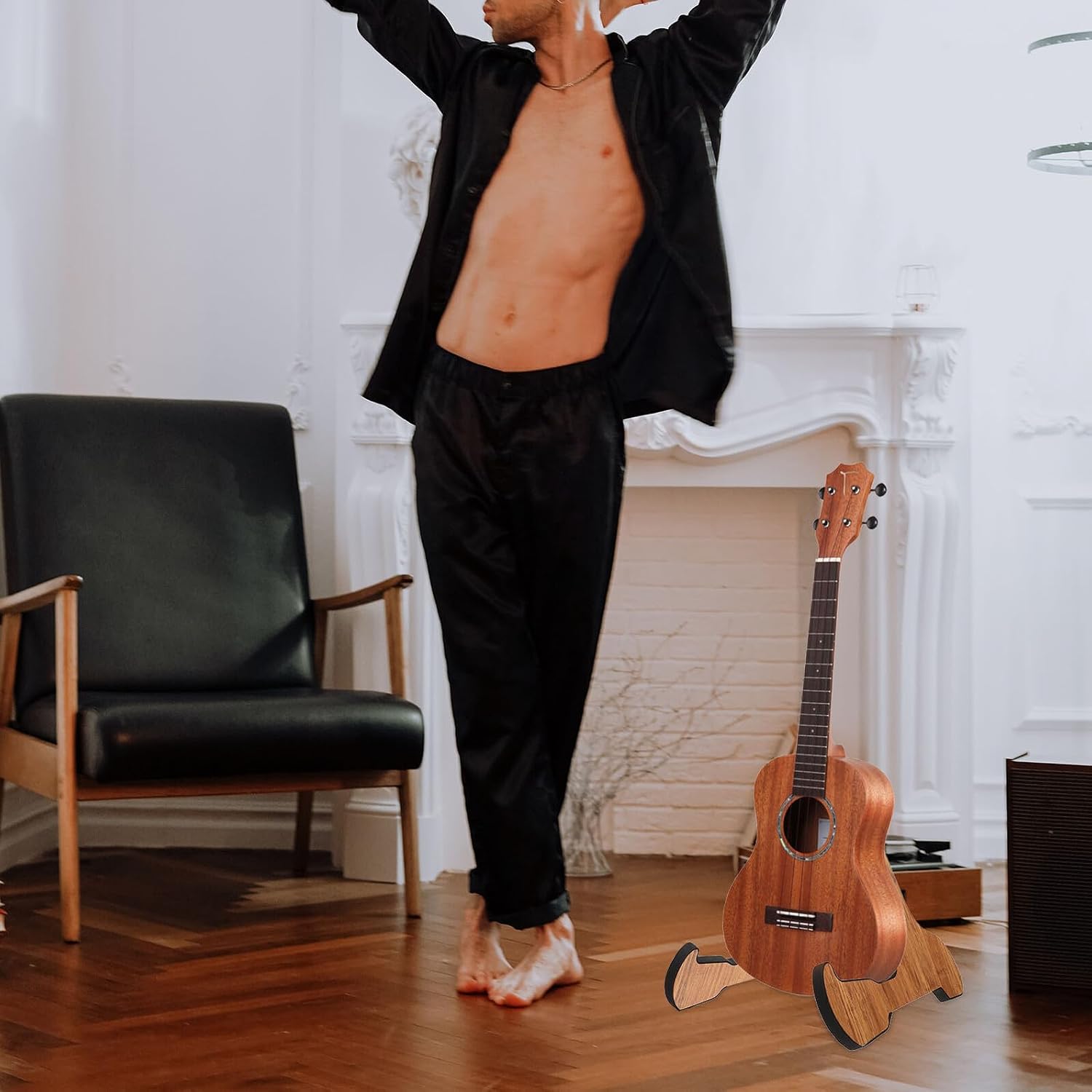 Foldable Violin Support Stand Portable Vertical Floor Bracket Ergonomic Stable Design for Violin Guitar Bass Display and Storage