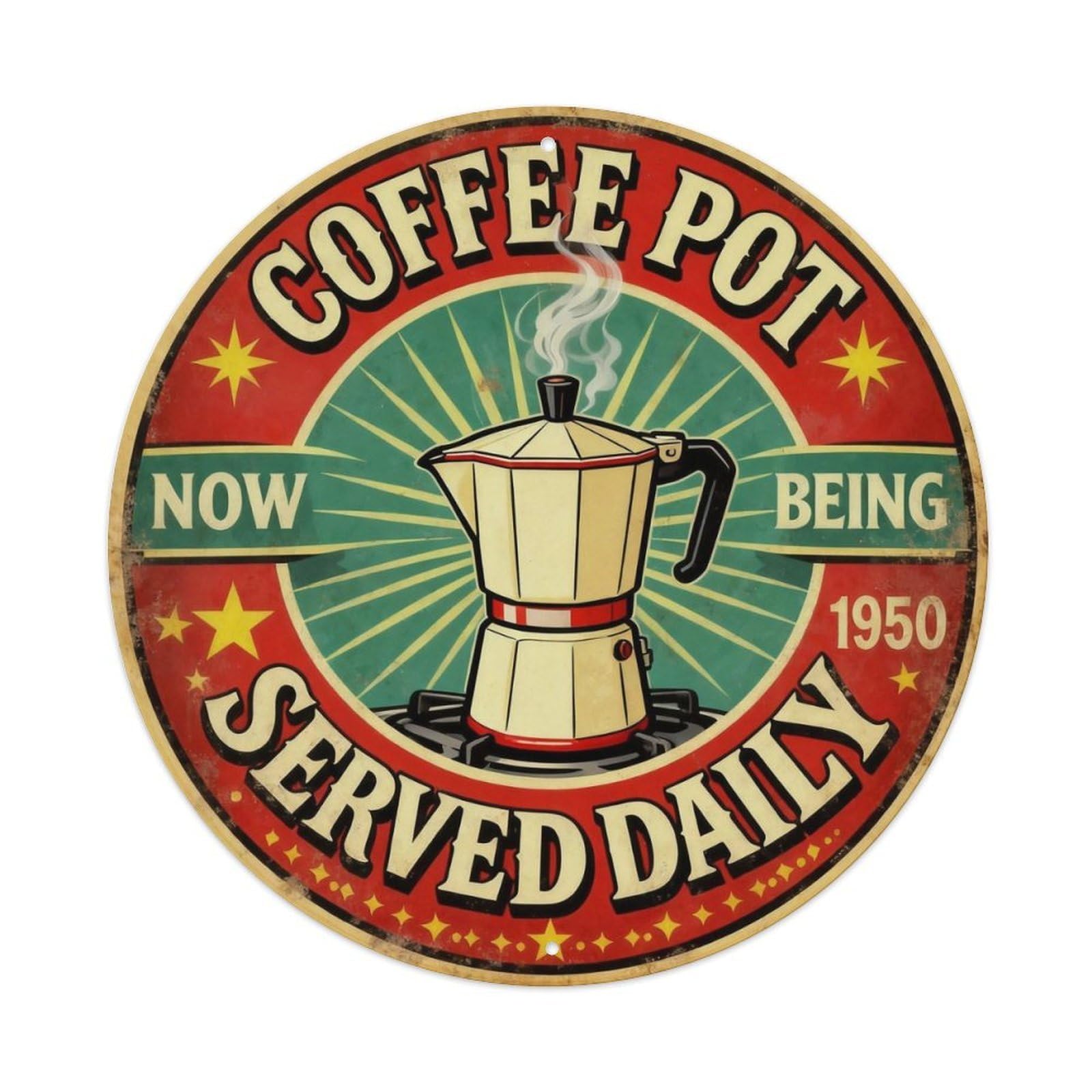 Coffee Pot Retro Diner Sign Metal Tin Sign Plaque