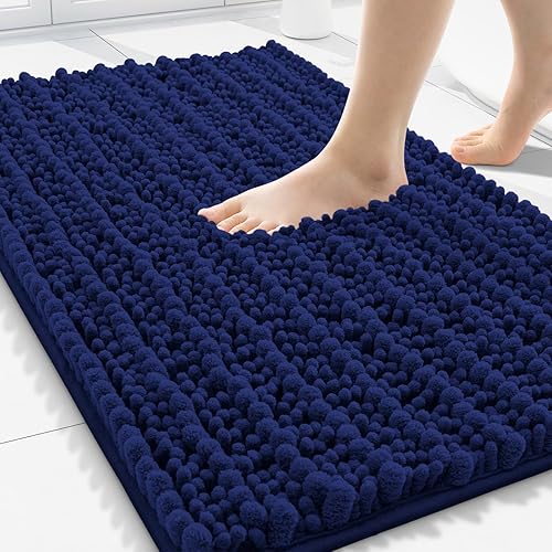 Miniatura 288 de Smiry Alfombras de Baño 24 x 16 pulgadas, Tapetes de Baño de Chenilla Extra Suaves y Absorbentes, Respaldo de Goma Antideslizante, Lavable a Azul
