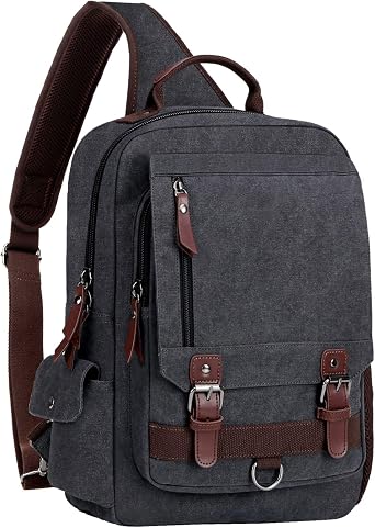 Sling Bag for Men Women Sling Backpack Laptop Shoulder Bag Cross Body Messenger Bag 13.3" 15.6" Laptop Tablet Black