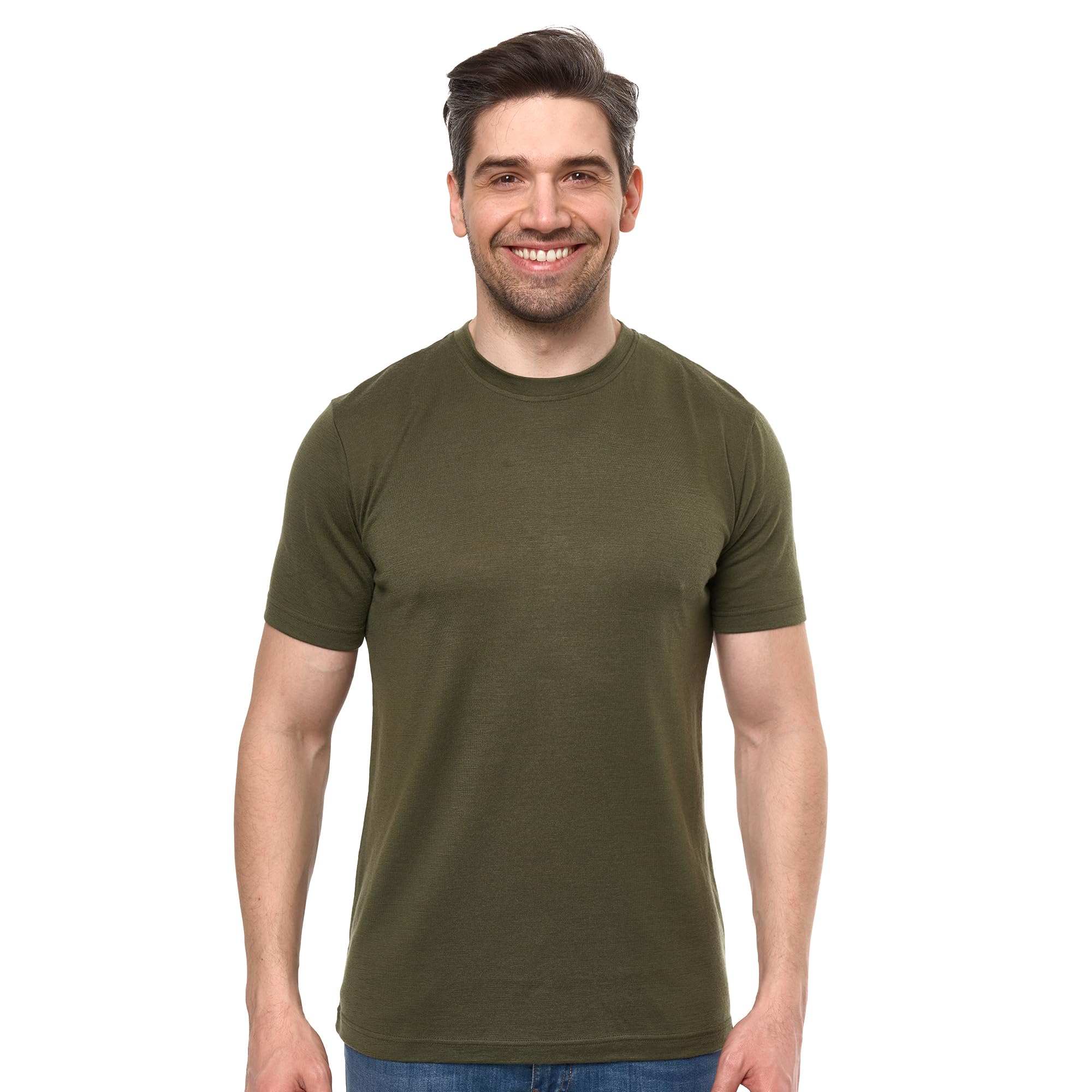 Merino Wool T-Shirt Mens - Short Sleeve Merino Wool Shirts for Men Sport Lightweight Thermal Base Layer Hiking Tshirt