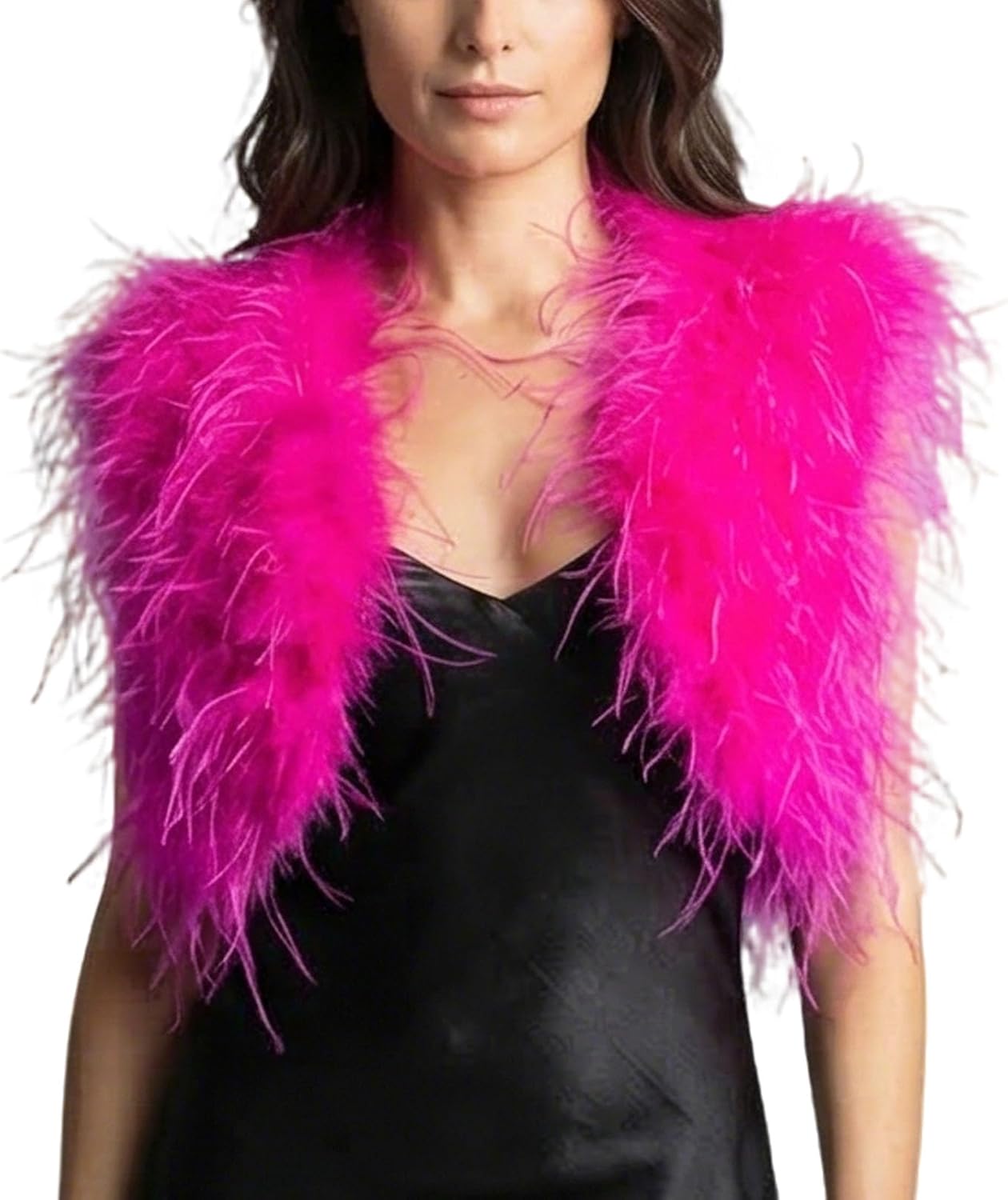 Women Ostrich Fur Feather Small Vest Bolero for Wedding for Party Bride Furry White Color Blush Fluffy Luxurious Romantic