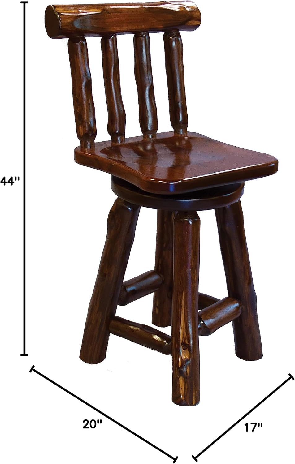 Furniture Barn USA Adirondack Collection Bar Height Swivel Barstool with Back