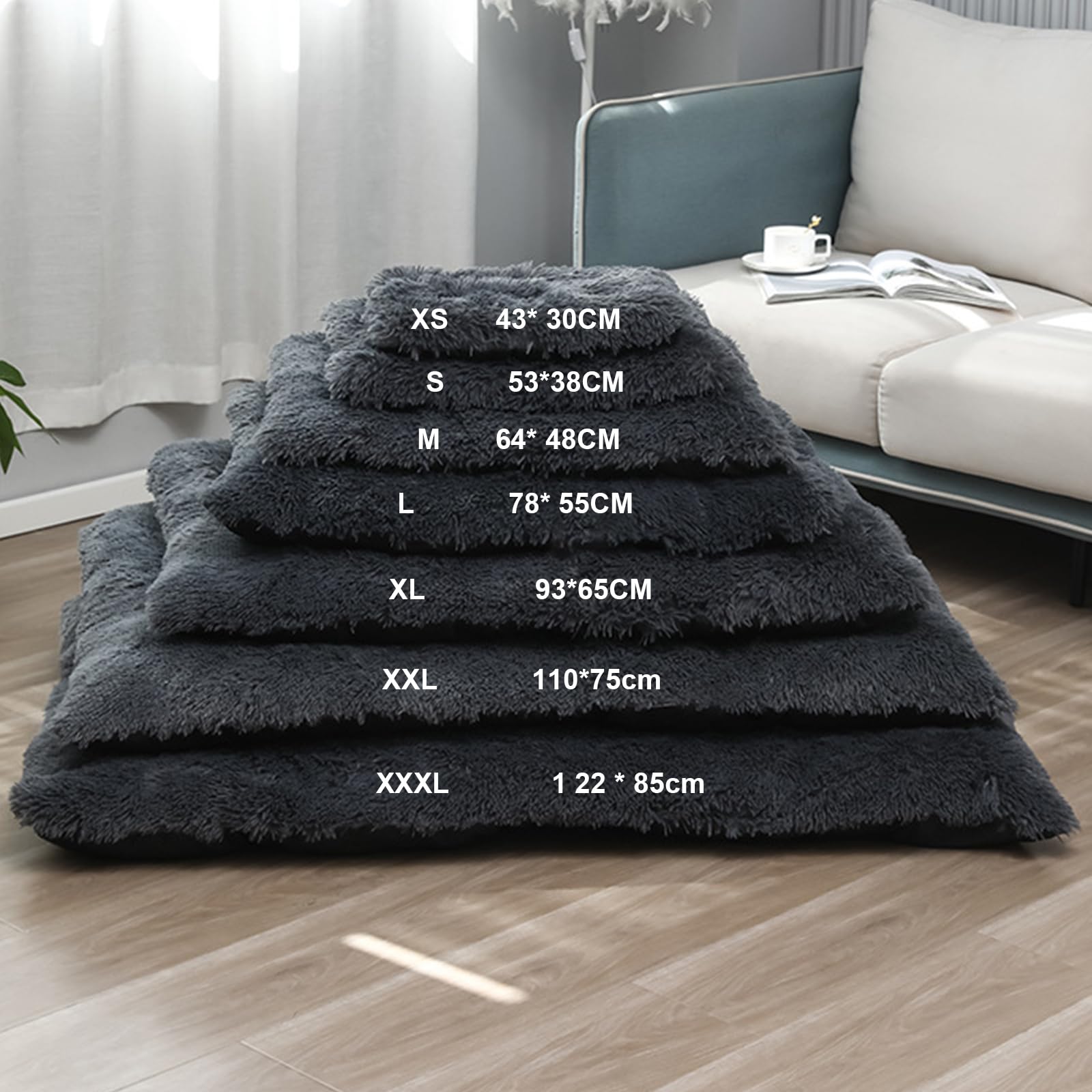 Cuccia Cane Interno Rettangolare, Peluche Cuccia Gatto e Cane Cuscino per Cani, Lavabile e Morbido Cuscino per Animale Domestico, per Grandi Gatti e Cani (125X85cm,Grigio Tie-Dye)