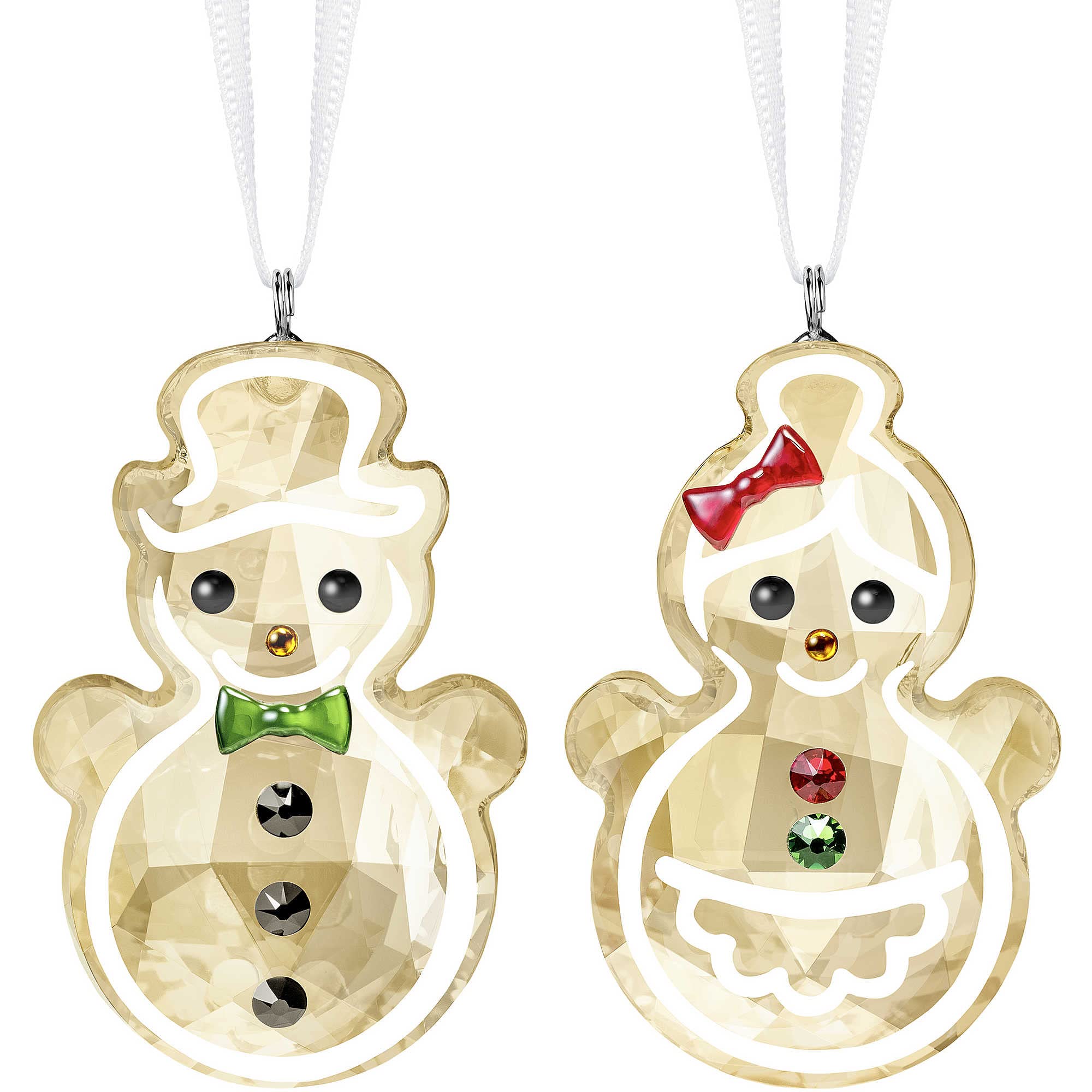 Swarovski Multicolor Gingerbread Snowman Couple Ornament