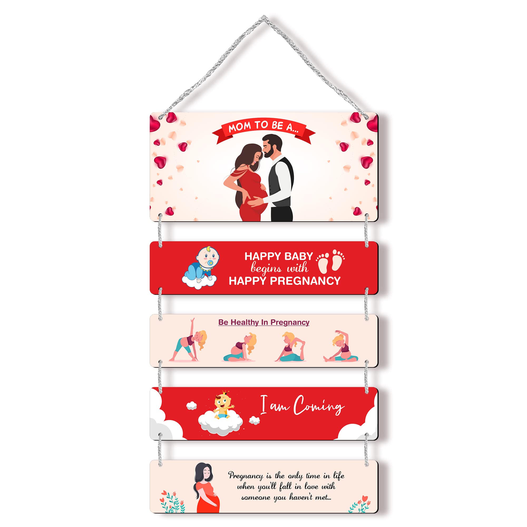 Heart Print Mom Pregnancy Wall Hanging With Beautiful Quote