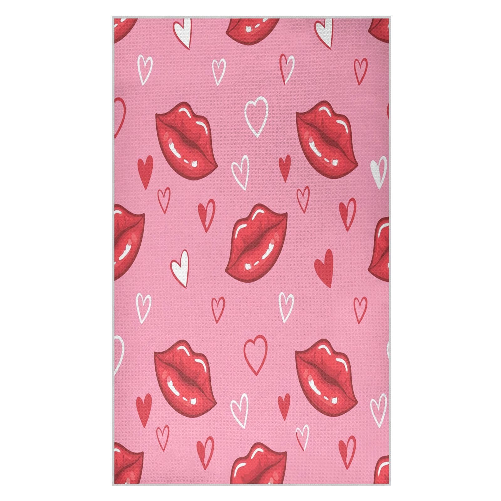 BURSTDDY Red Lips Kitchen Towels,Absorbent Dish Towels 2 Pack