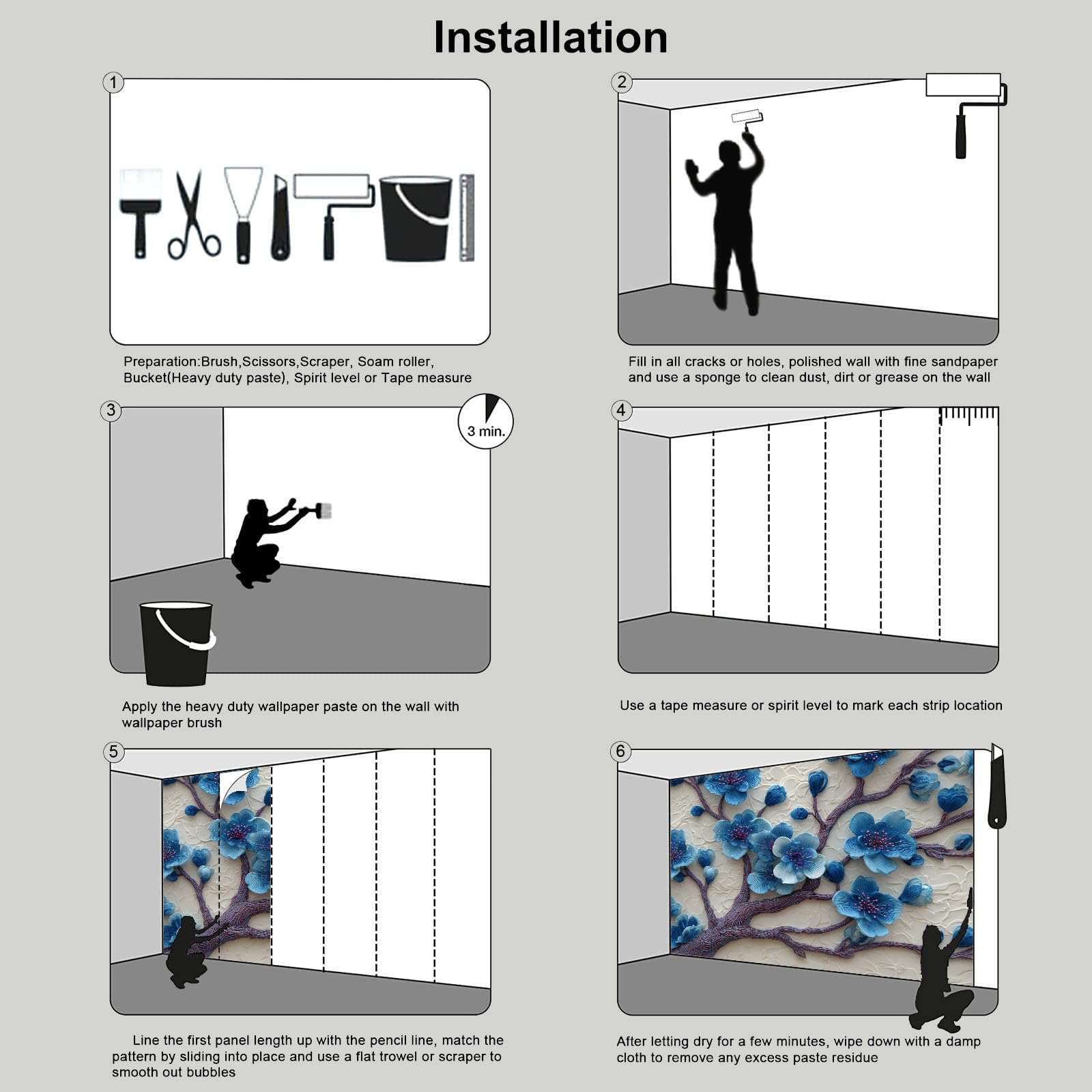 Carta Da Parati Fiori Ciliegio Ramoscelli 400×280cm Wallpaper Carta Da Parati Murale 3D, Rilievo Piante Fotomurali Moderni Per Soggiorno E Camera Da Letto, XXL Decorazione Murale 3D, Bianco