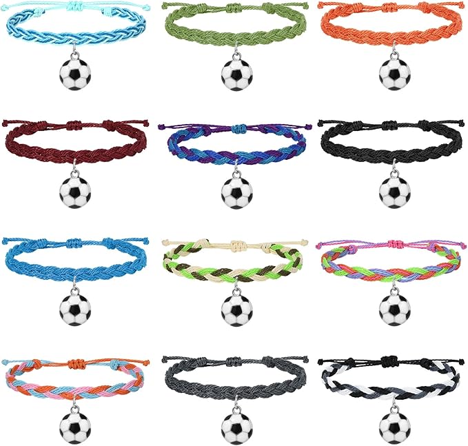 12 Stück Fußball Armbänder Für Kinder - Verstellbare Freundschaftsbänder | Fussball Mitgebsel Geburtstag