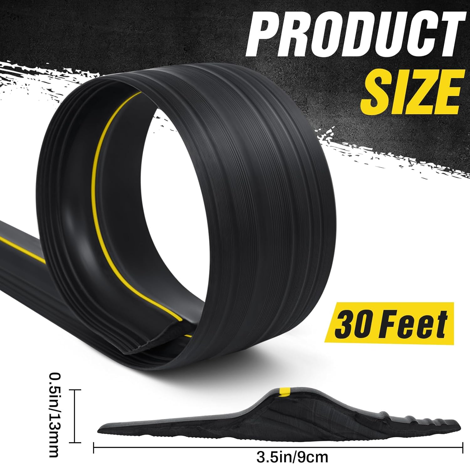 Pangda 30 ft Universal Garage Door Bottom Threshold Seal Strip Weather Stripping Replacement Rubber Waterproof DIY Weatherproof Garage Door Threshold Seal Strip, Not Include Sealant, Black