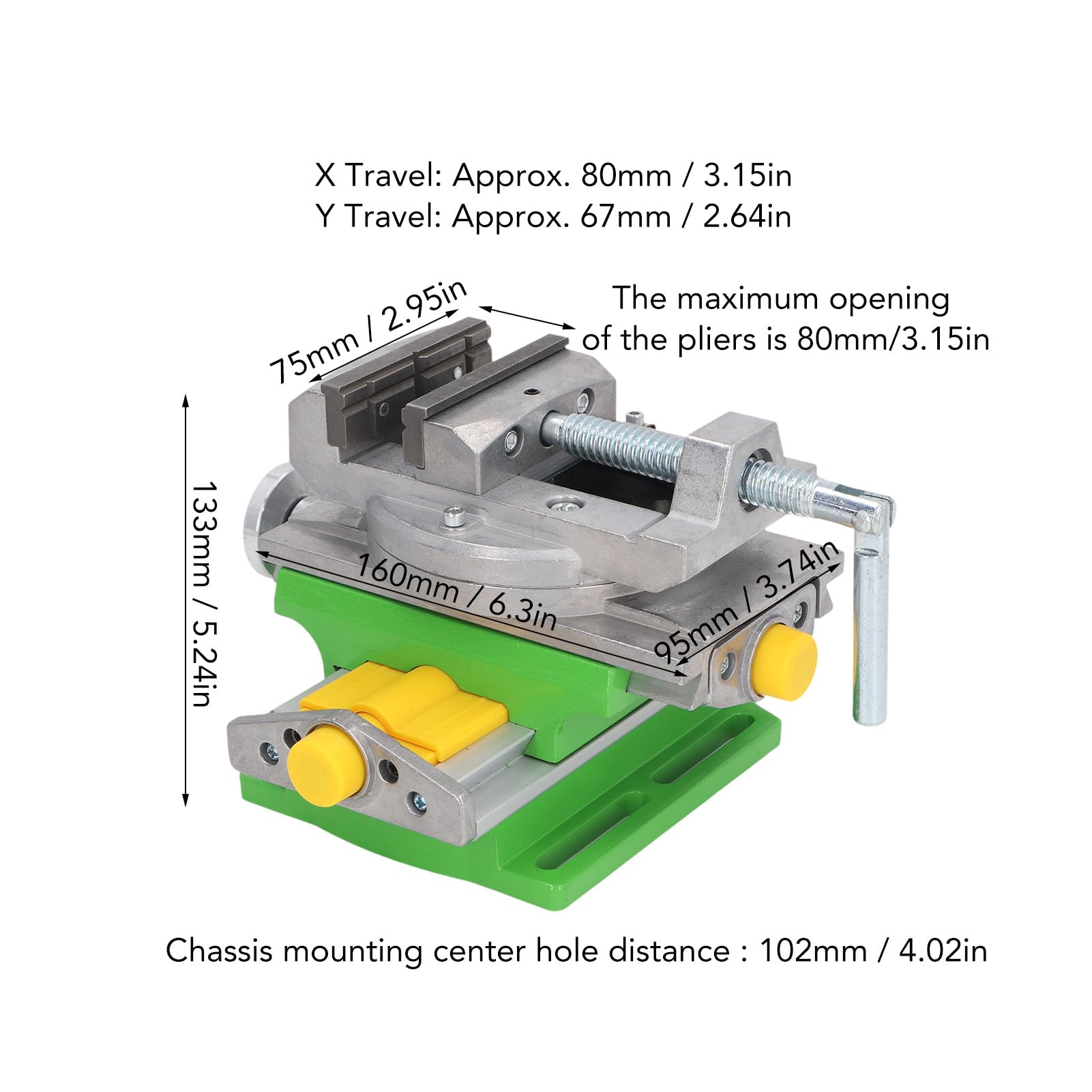 Cross Slide Drill Press Vise Rotatable Alloy Steel Bidirectional XY Compound Vise 0 to 77mm Clamping Range Multifunctional Workbench Milling Machine Operations