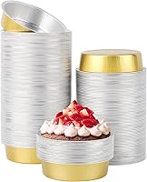 Vista 10 de Beasea Paquete de 100 vasos desechables de papel de aluminio, 8 onzas, 7.9 fl oz, 3.9 pulgadas, para hornear, magdalenas, magdalenas, tazas de pudín