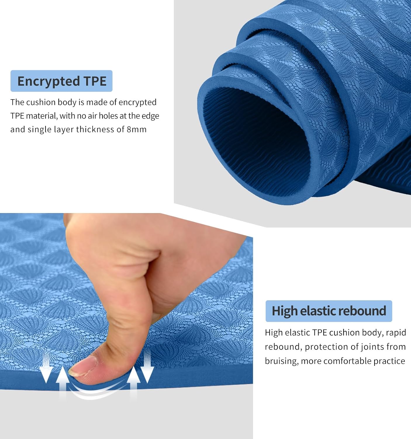 8/20/30mm Jump Rope Mat Fitness Exercise Mat Durable, Non-Slip, Workout Mats with Jump Rope & Carrying Bag for Home Gym Flooring (55"x 24")