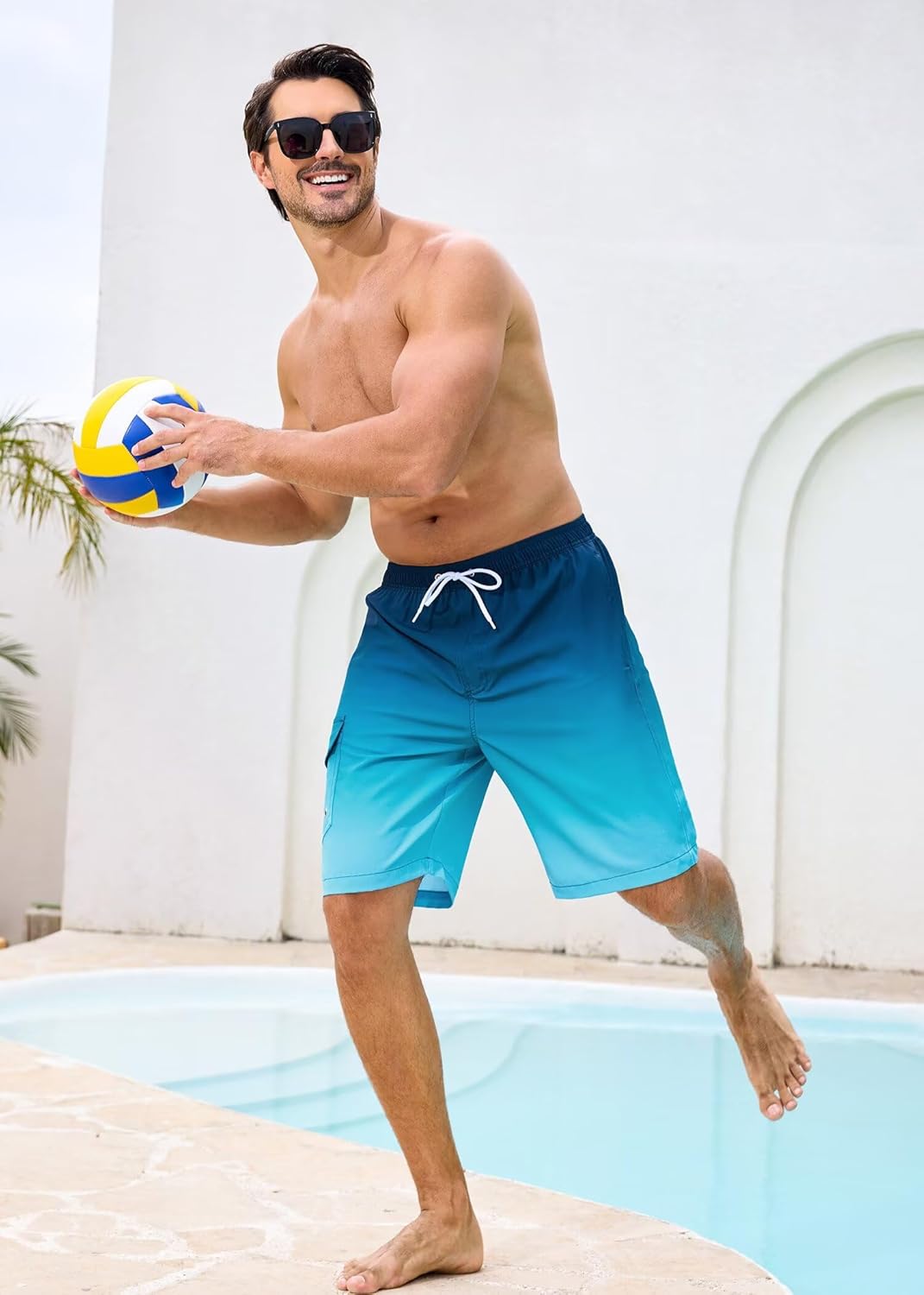 SILKWORLD Mens Swim Trunks with Compression Liner 9" Stretch Beach Shorts Quick Dry Bathing Suits with Zipper Pockets - Image 6