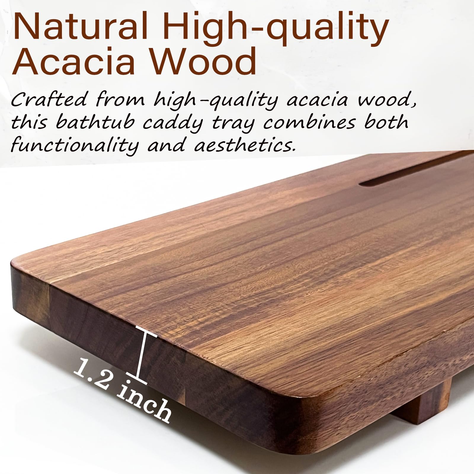 Bandeja de bañera de madera de acacia para bañera independiente, bandeja de baño ajustable de 35 pulgadas para bañera, mesa organizadora de lujo para spa, accesorios de bañera para mujeres