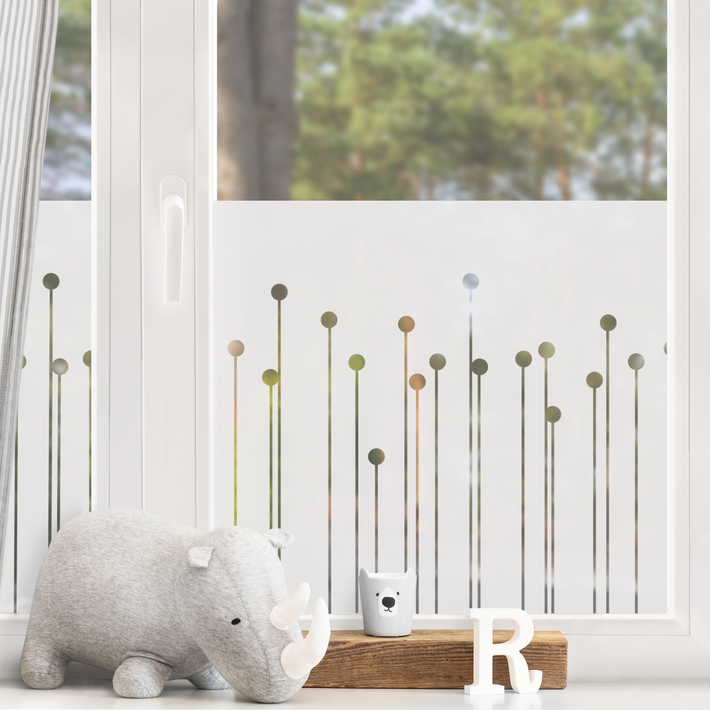 Fensterfolie statisch haftend Blumen Sichtschutz Milchglas - Made in Germany - Motiv Abstrakt Blickdicht Scheibe Innen Schlafzimmer Wohnzimmer Küche Glas 1677 (100x100cm)