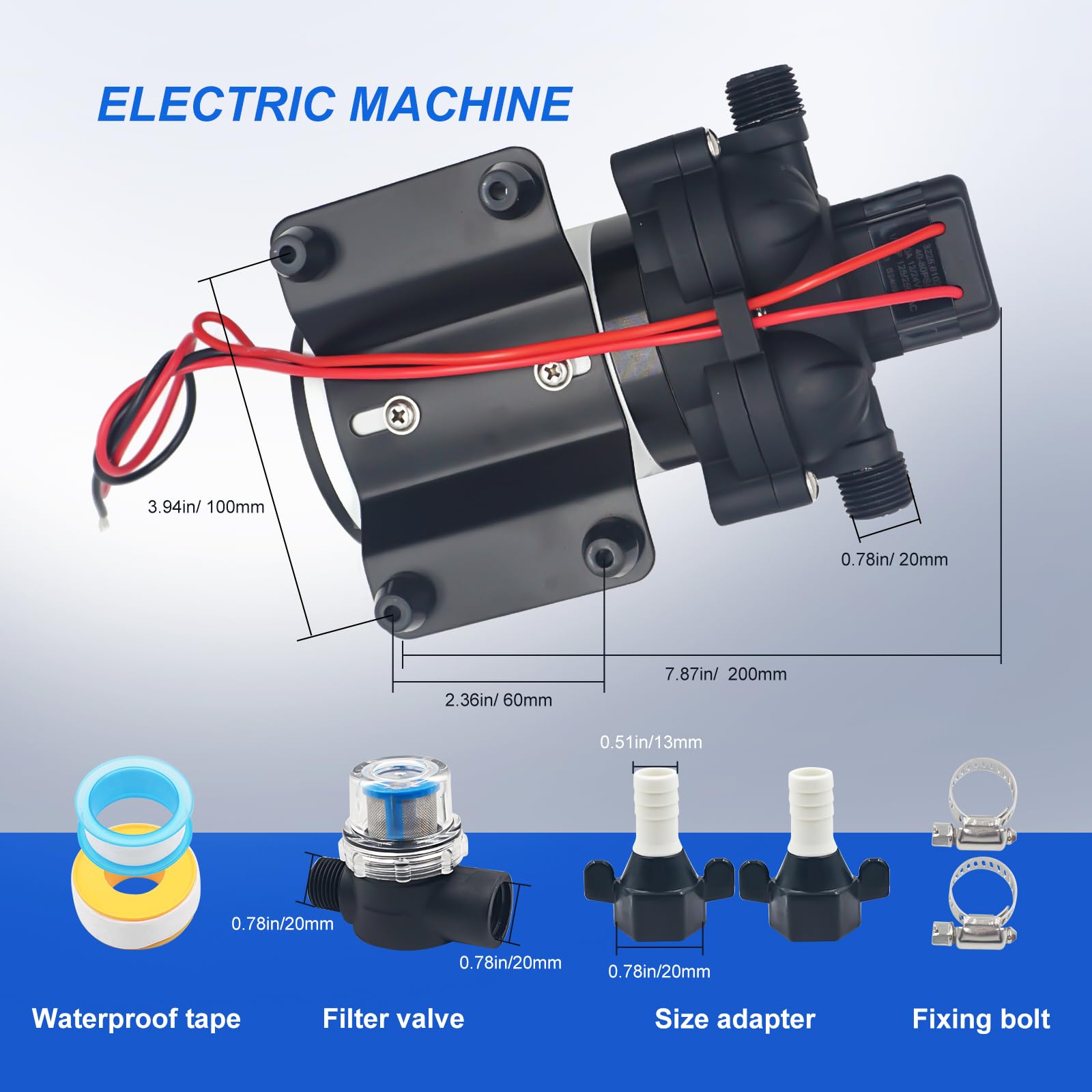 2088-422-144 Pompe à eau 12 V 3,3 GPM 45 PSI RV 1/2 MNPT pour jardin, camping-car, yacht et autres systèmes d'alimentation en eau