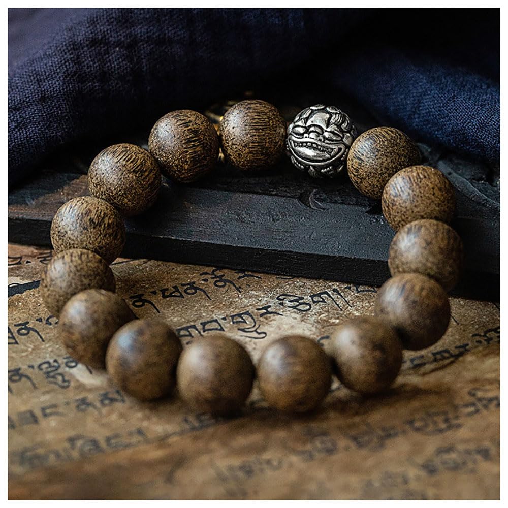 アイチュウ　ペンダント　ブレスレット Vietnamese Agarwood Yellow Rutilated Quartz Flower Charm Bracelet