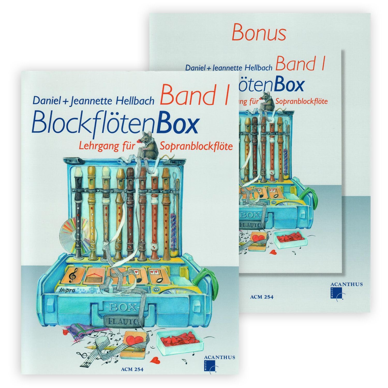 Blockflötenbox Band 1 mit 2 CDs - Sopranblockflötenlehrgang für Kinder von Daniel Hellbach - Überarbeitete und verbesserte Neuauflage - mit herzförmiger Notenklammer