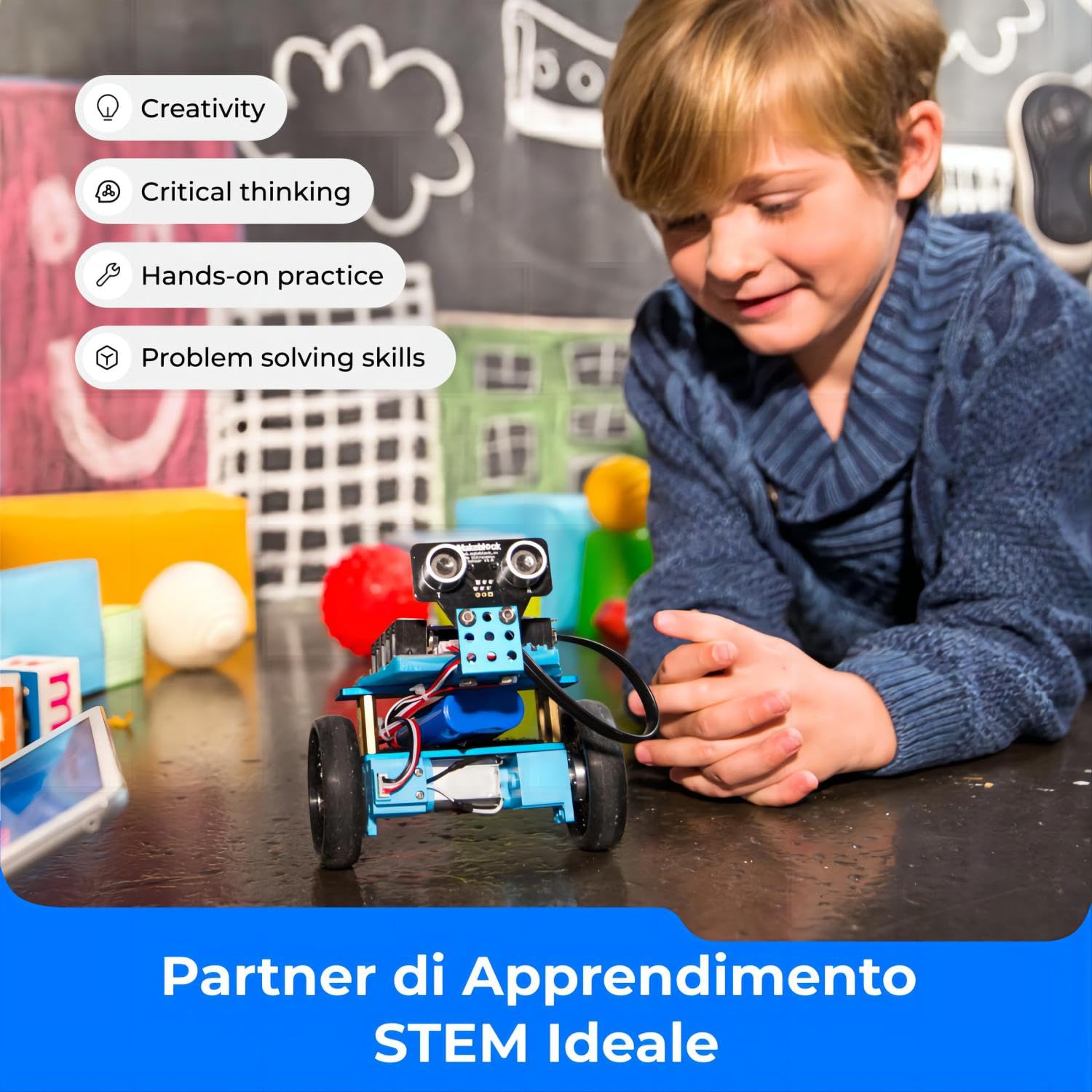 Makeblock mbot Ranger Robot Programmabile Bambini, Kit Robotica Educativa Cingolato 3 in 1, Coding Robot Giocattolo Compatibile con Programmazione Scratch e Arduino, Regali per Bambini 10 Anni+