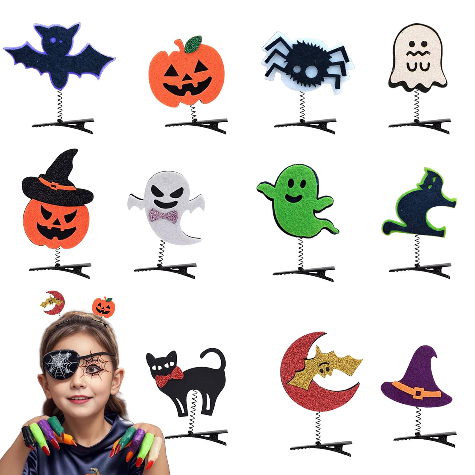 Amazon.co.jp: ハロウィン ヘアクリップ 11個セット おばけ カボチャ