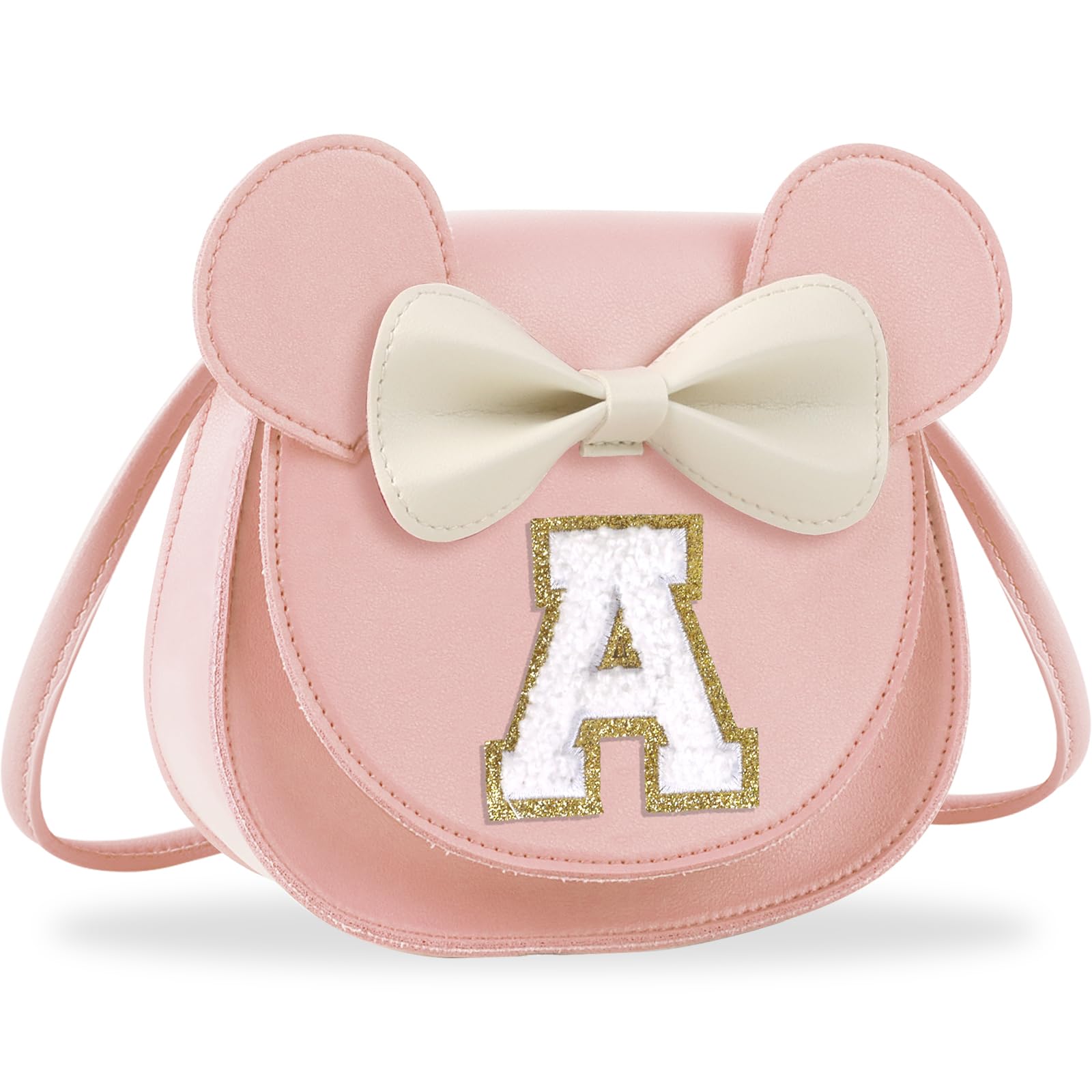 Birthday Gifts for 2 3 4 5 6 7 8 9 10 Year Old Girls, Toddler Kids Purse Little Girl Mouse Ear Bow Personalized Initial Purse