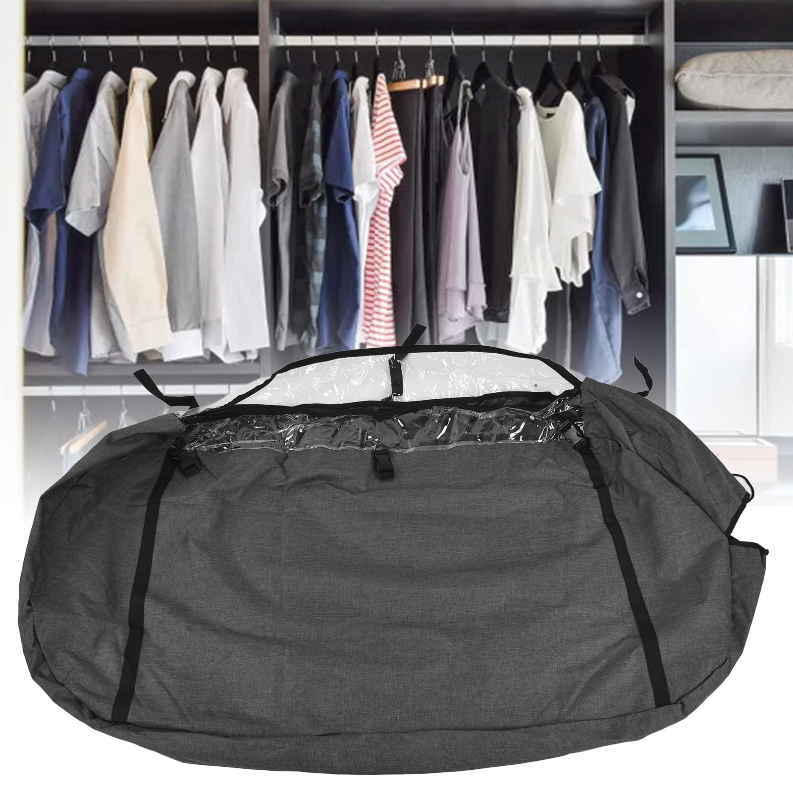 Borsa porta abiti da appendere trasparente, copertura per riporre vestiti, resistente alla polvere, organizer da viaggio, grande capacità, per armadio, dormitorio, seminter
