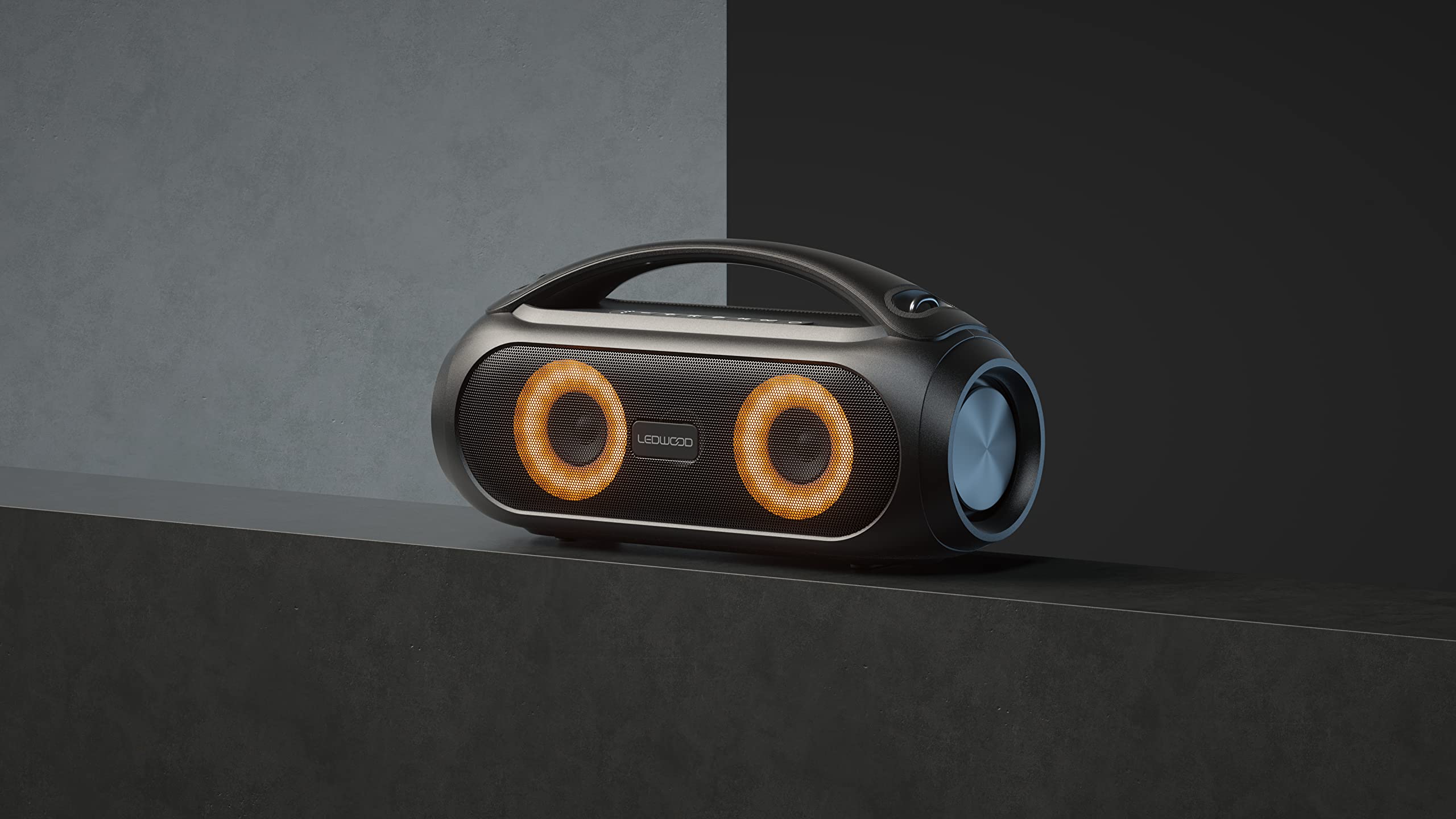 Ledwood Xtreme 250 - Enceinte Bluetooth TWS Portable avec Sangle - Haut-Parleur sans Fil Puissant avec LED Lumières Pulsées- Super Bass - IPX5 - AUX - Port USB - Radio FM - Noir