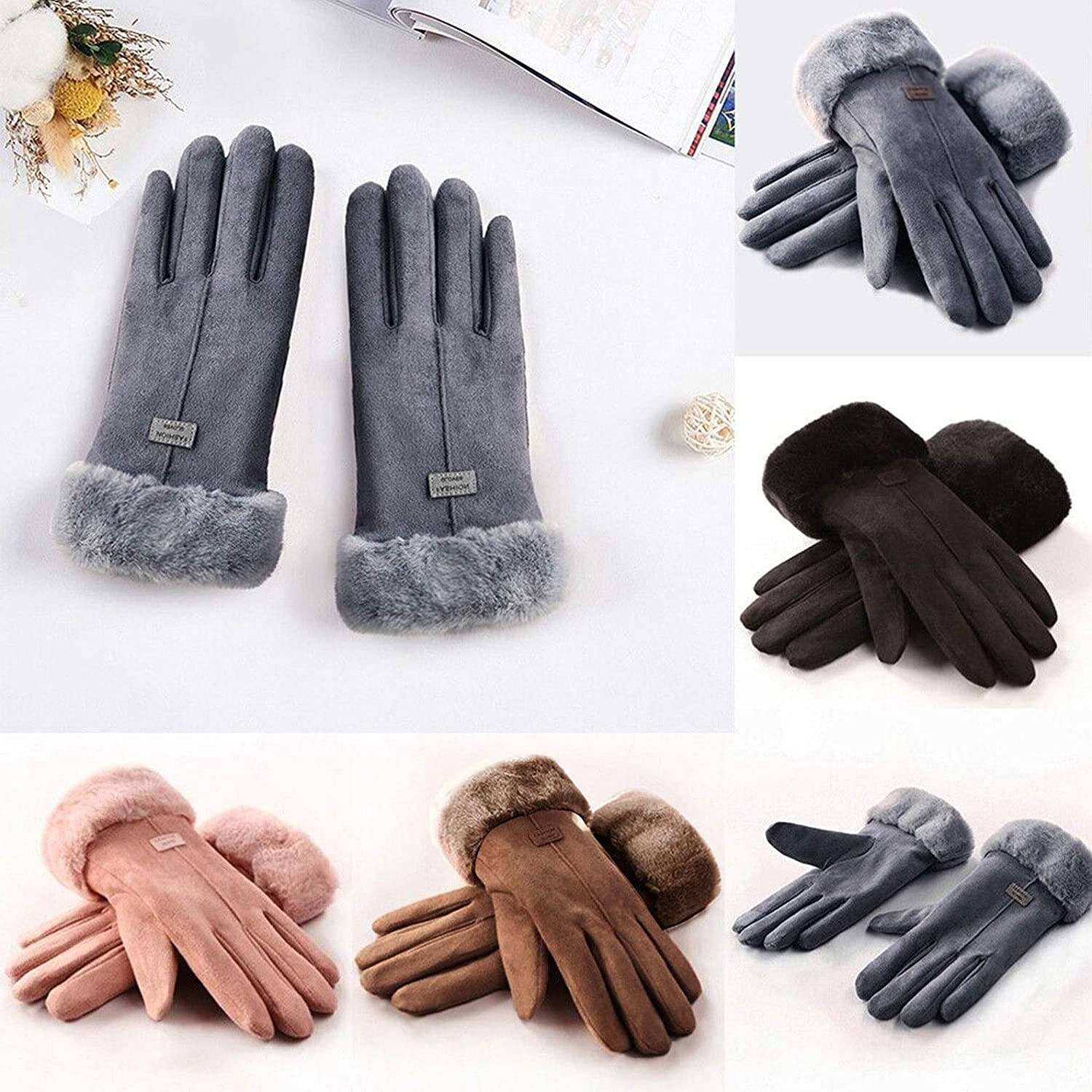 Rękawiczki, Damskie Zimowe Rękawiczki Damskie Dziewczęce Outdoor Heat Full Finger Lined Driving Wszystkie Urządzenia Z Ekranem Dotykowym Pozostają Sprawne W Zimnym Roku,a