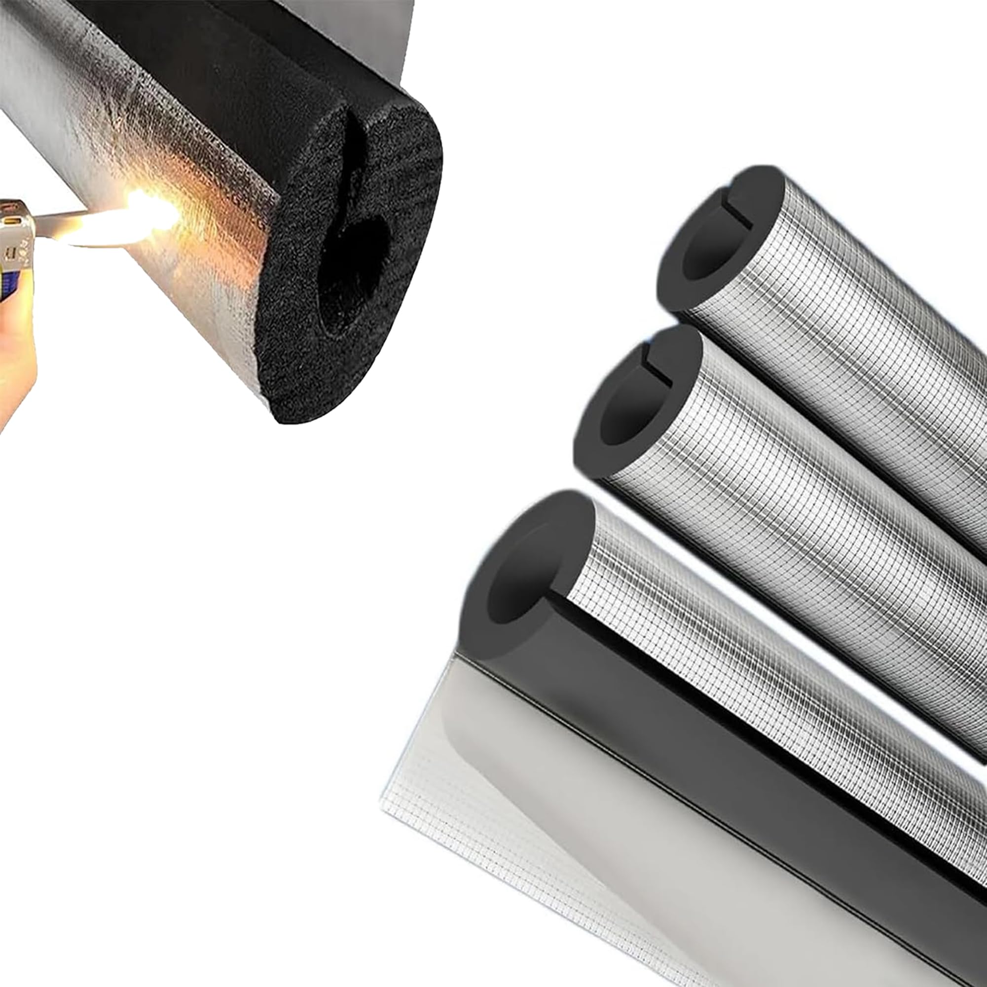 Tubo in Schiuma Isolante per Tubi 'Acqua (ID) 110mm x (T) 20mm | Tubo Isolante Antigelo per Esterni, Isolante per Tubi in Foglio di Alluminio Autosigillante, per Acqua Calda Irrigazione