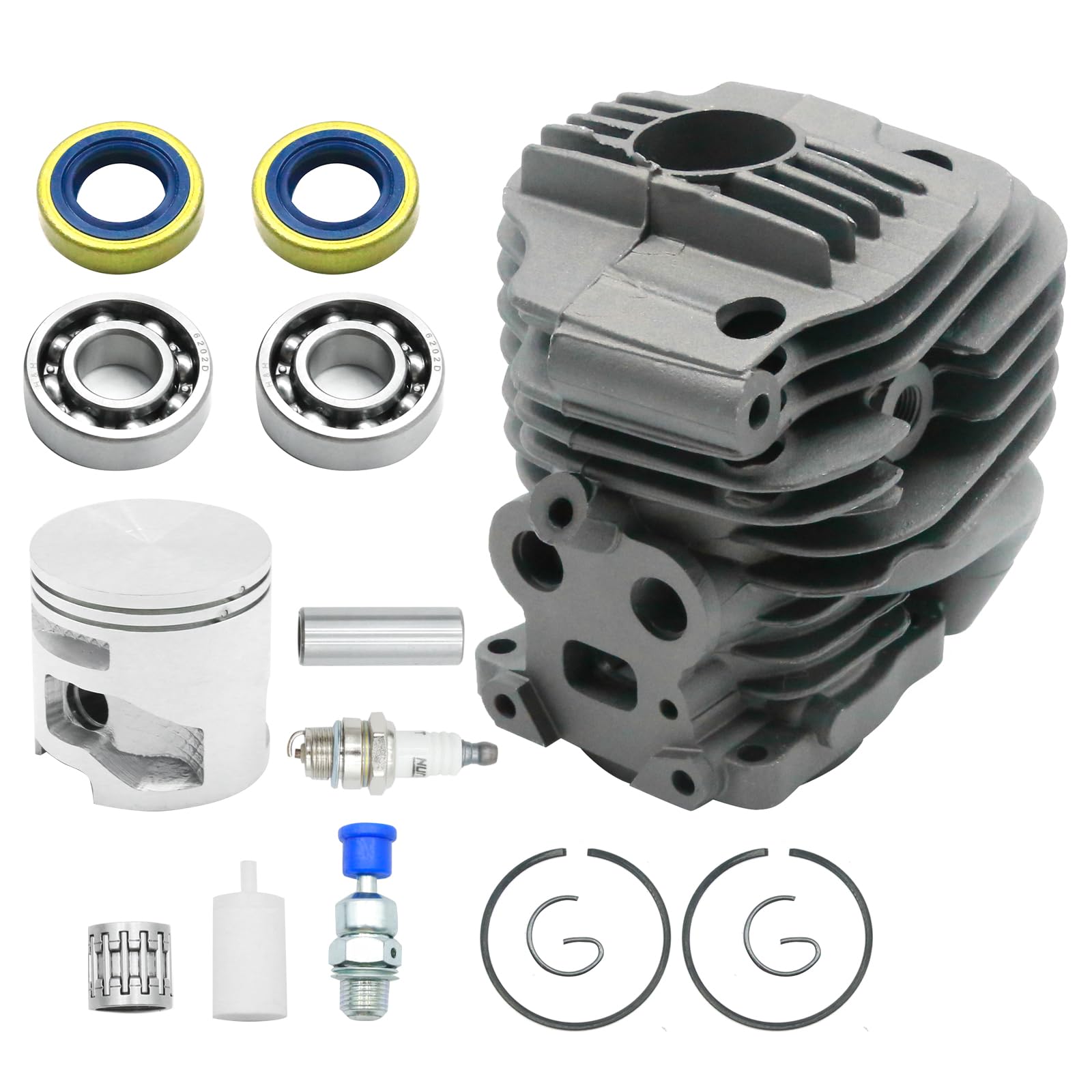 Yurefax Chain Saw 51mm Cylinder Piston Grooved Ball Bearing Kit