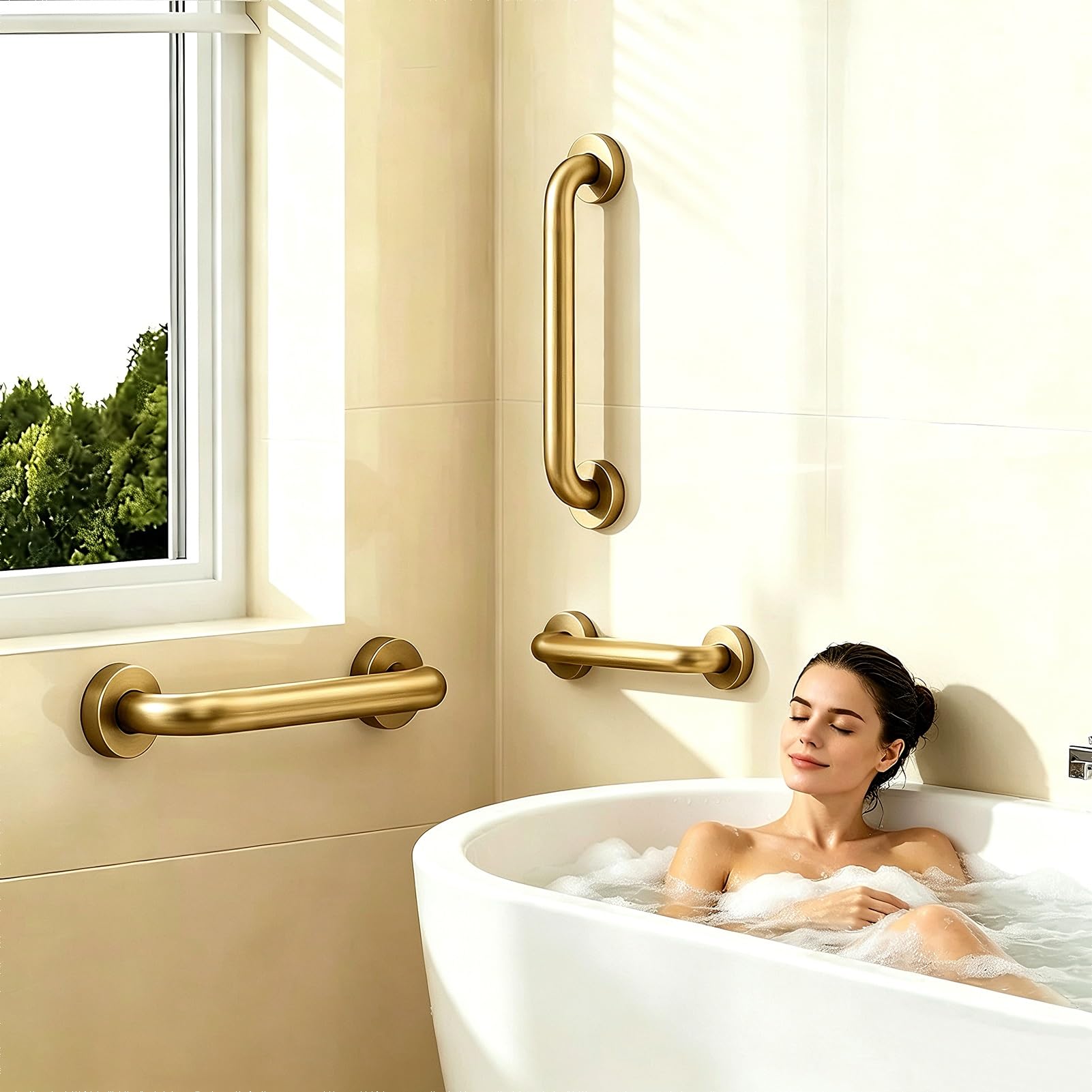 Barra De Apoyo Para Baño, Barras De Apoyo De Acero Inoxidable Para Bañeras Y Duchas, Manija De Baño Montada En La Pared Con Tornillos Ocultos, Servicio Pesado(120cm)