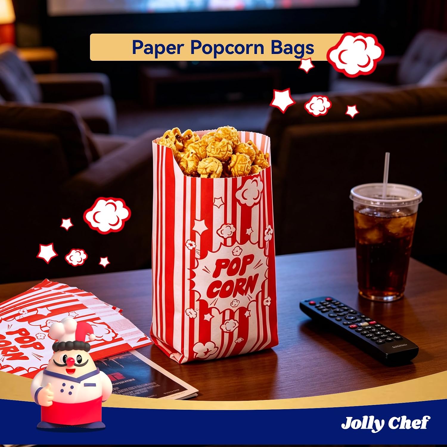 500 Pack 1 oz Paper Popcorn Bags for Carnival, Home Movie Night Treats
