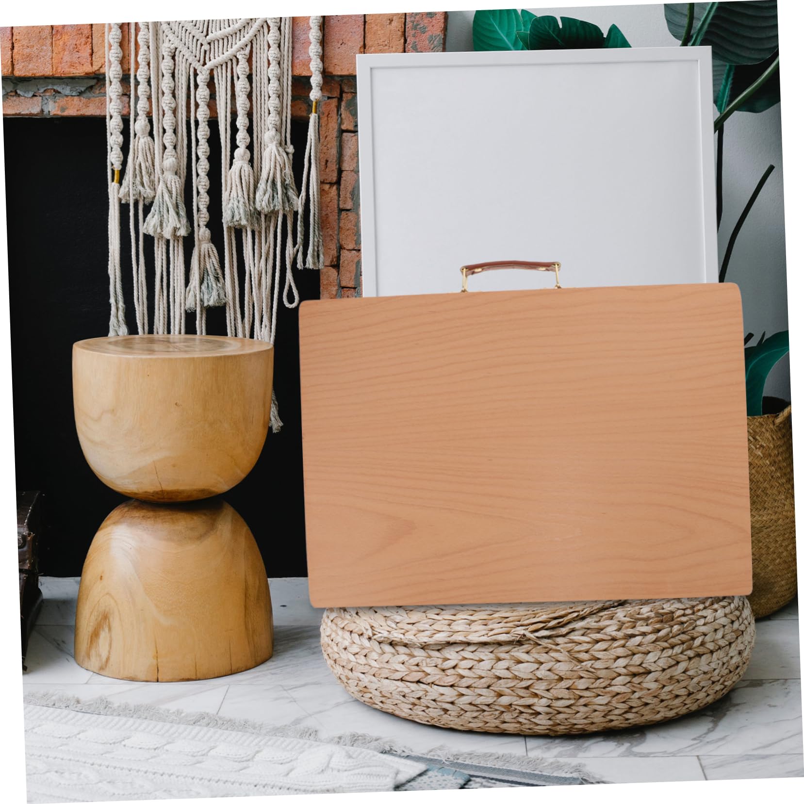 Tavola da Disegno Portatile Marrone in Legno e Cuoio con Ampia Superficie Liscia per Pittura Outdoor e Schizzi Artistici